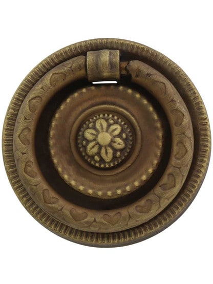 Small Empire Style Single Post Pull in Antique Brass.